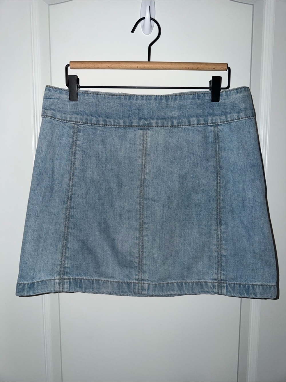 Free People Womens 12 Denim Mini Skirt Light Wash A Line Y2K Zip Back
